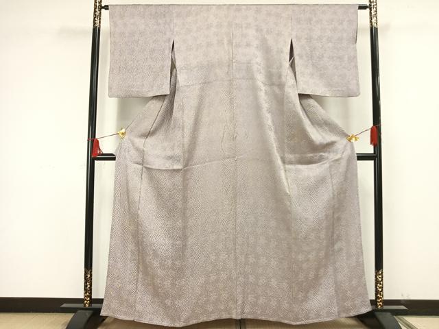 平和屋着物▽名門 藤娘きぬたや・木目絞り 小紋 単衣 草花文 正絹 逸品 AAAW1678fy
