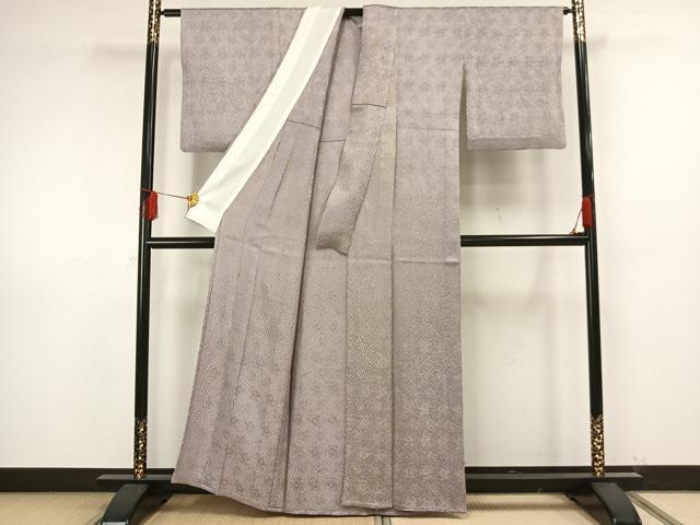 平和屋着物▽名門 藤娘きぬたや・木目絞り 小紋 単衣 草花文 正絹 逸品 AAAW1678fy