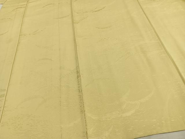 平和屋着物▽上質な色無地 単衣 雪芝地紋 淡黄色 正絹 逸品 AAAW1685fy