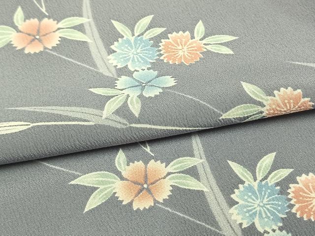 平和屋着物▽小紋 単衣 草花文 洗える着物 AAAW1714fy