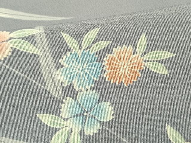 平和屋着物▽小紋 単衣 草花文 洗える着物 AAAW1714fy