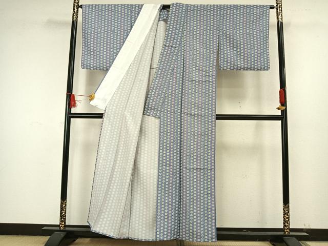 平和屋着物▽小紋 単衣 花づくし 洗える着物 AAAW1717fy
