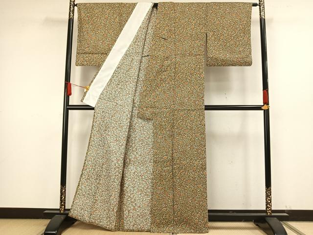 平和屋着物▽小紋 単衣 舞花文 洗える着物 AAAW1730fy