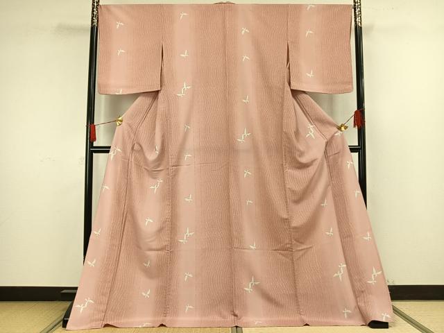 平和屋着物▽小紋 単衣 舞蝶文 ロング丈 洗える着物 AAAW1736fy