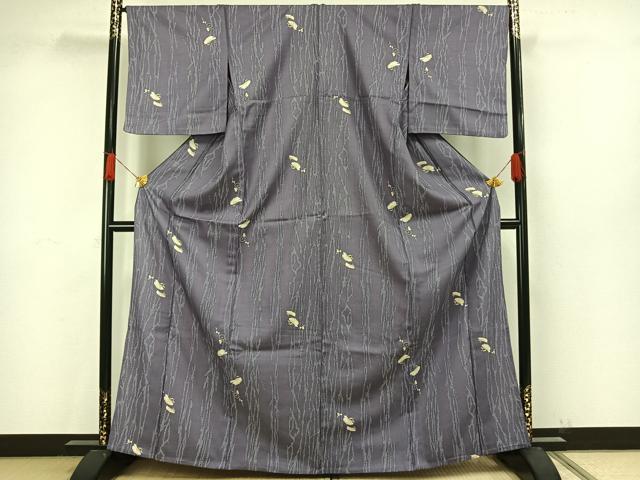 平和屋着物▽小紋 単衣 草花文 洗える着物 AAAW1737fy