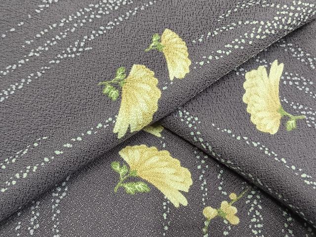 平和屋着物▽小紋 単衣 草花文 洗える着物 AAAW1737fy