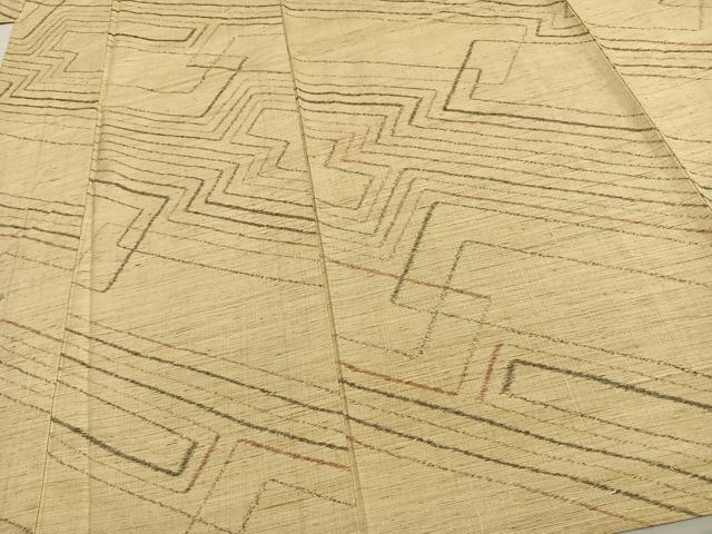 平和屋着物▽上質な紬 単衣 幾何学文様 正絹 逸品 未使用 AAAW1753fy