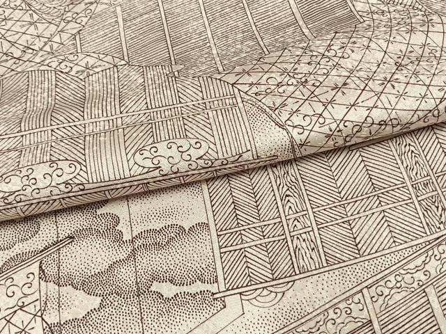 平和屋着物▽上質な小紋 単衣 雲取り几帳文 正絹 逸品 AAAW1759fy