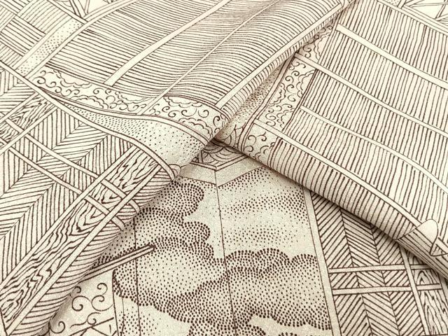 平和屋着物▽上質な小紋 単衣 雲取り几帳文 正絹 逸品 AAAW1759fy