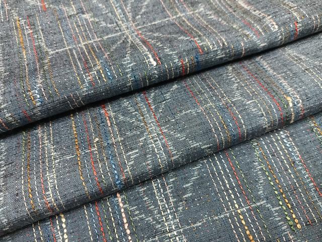 平和屋着物●上質な紬 麻の葉文様 正絹 逸品 AAAW1805ph