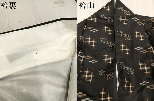 平和屋着物●本場琉球絣 紬 黒地 そごう百貨店扱い 正絹 逸品 AAAW1821ph