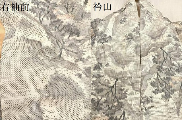 平和屋着物●本場大島紬 白大島 総絣 風景樹林文 正絹 逸品 AAAW1822ph