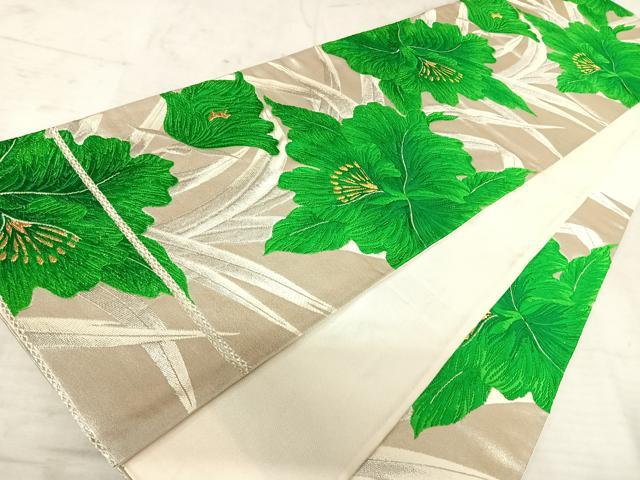平和屋着物◎六通柄袋帯 唐織 草花文 金銀糸 正絹 逸品 AAAW2366yx