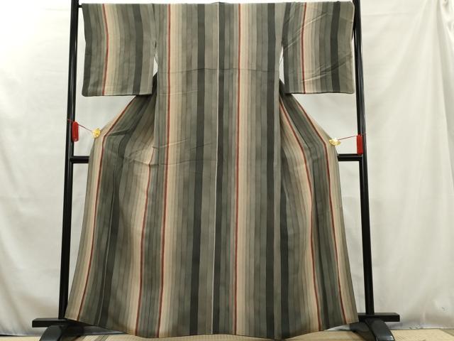 平和屋着物●上質な小紋 縞 鬼しぼ縮緬 正絹 逸品 AAAW2625cs