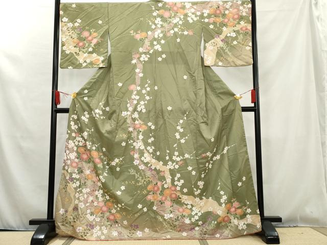 平和屋着物●H・L(アッシュエル) HENRI-LUC CHAPUIS 訪問着 枝花文 暈し染め 洗える着物 AAAW2675cs