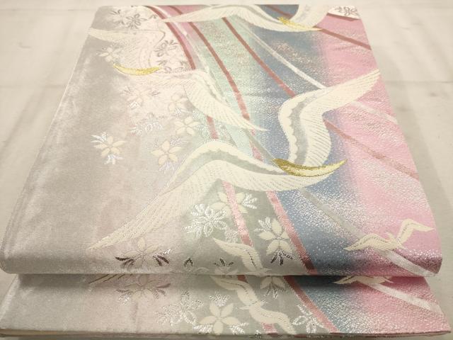 平和屋着物◎六通柄袋帯 唐織 舞鳥文 金銀糸 正絹 逸品 AAAW2759dt