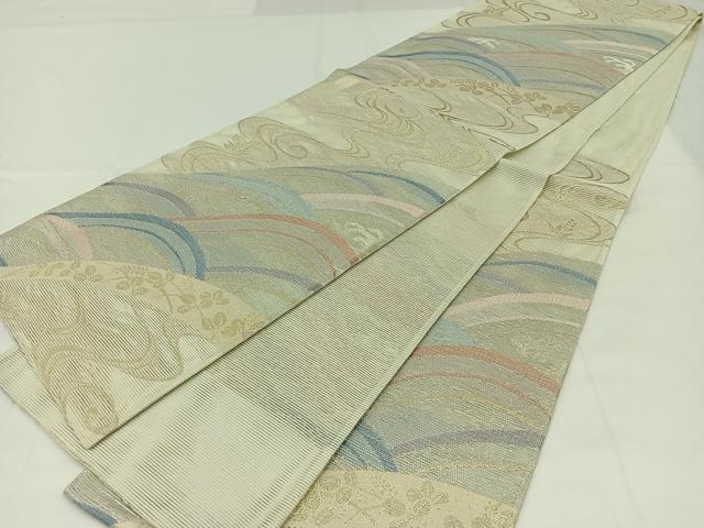 平和屋着物*夏物 六通柄袋帯 流水草花文 金糸 正絹 逸品 AAAW3067jh