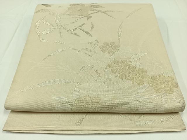 平和屋着物*夏物 六通柄袋帯 花籠文 銀糸 正絹 逸品 AAAW3094jh