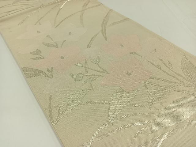 平和屋着物*夏物 六通柄袋帯 草花文 銀糸 正絹 逸品 AAAW3101jh