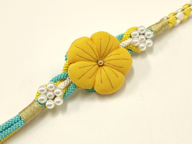 平和屋着物●和装小物 振袖用帯締め 装飾 ちりめん細工 パール 金糸 逸品 未使用 AAAW3354ay