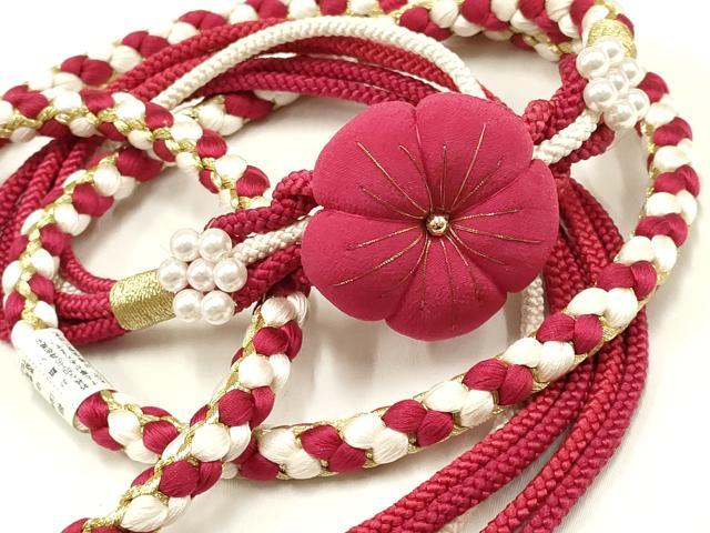 平和屋着物●和装小物 振袖用帯締め 装飾 ちりめん細工 パール 金糸 逸品 未使用 AAAW3357ay
