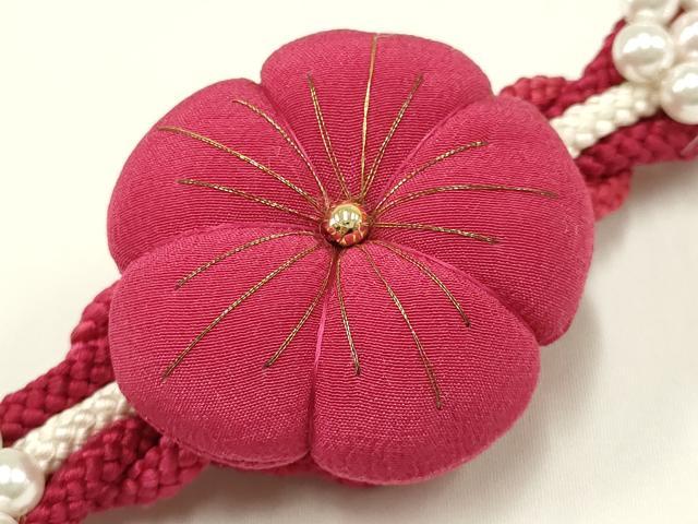 平和屋着物●和装小物 振袖用帯締め 装飾 ちりめん細工 パール 金糸 逸品 未使用 AAAW3357ay