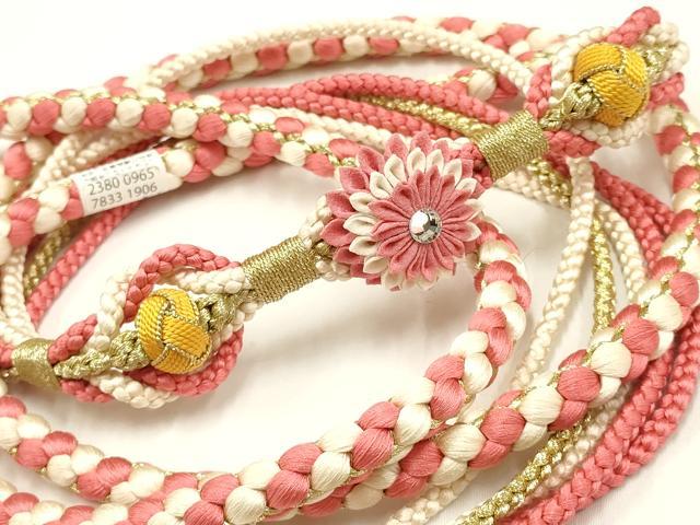 平和屋着物●和装小物 振袖用帯締め 装飾 つまみ細工 ラインストーン あわじ玉 金糸 逸品 未使用 AAAW3359ay