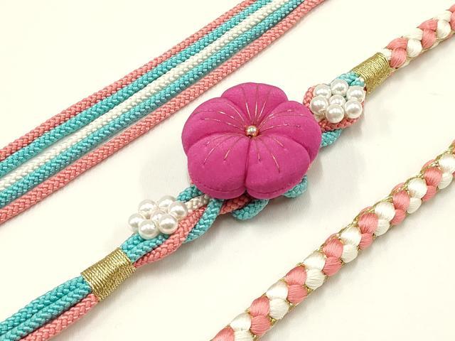 平和屋着物●和装小物 振袖用帯締め 装飾 ちりめん細工 パール 金糸 逸品 未使用 AAAW3366ay
