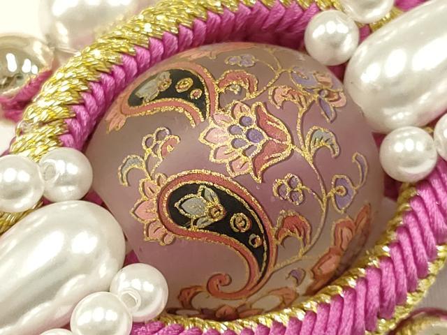 平和屋着物●和装小物 振袖用帯締め 装飾 飾り玉 パール 更紗 金糸 逸品 AAAW3380ay