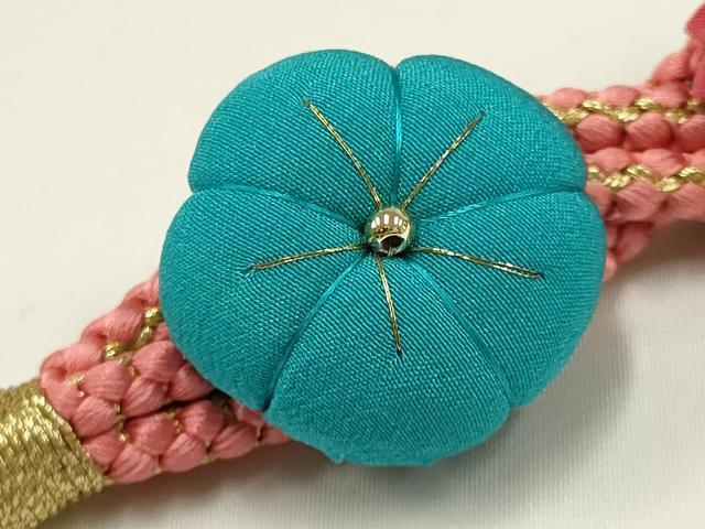 平和屋着物●和装小物 振袖用帯締め 装飾 つまみ細工 ちりめん細工 ラインストーン 金糸 逸品 未使用 AAAW3399ay