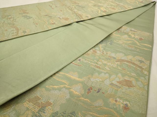 平和屋着物◎六通柄 京袋帯 風景文 金銀糸 正絹 逸品 AAAW3617dt