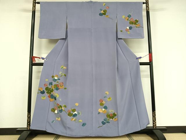 平和屋着物●訪問着 友禅 サルトリイバラ 鬼しぼ縮緬 正絹 逸品 AAAW4018np