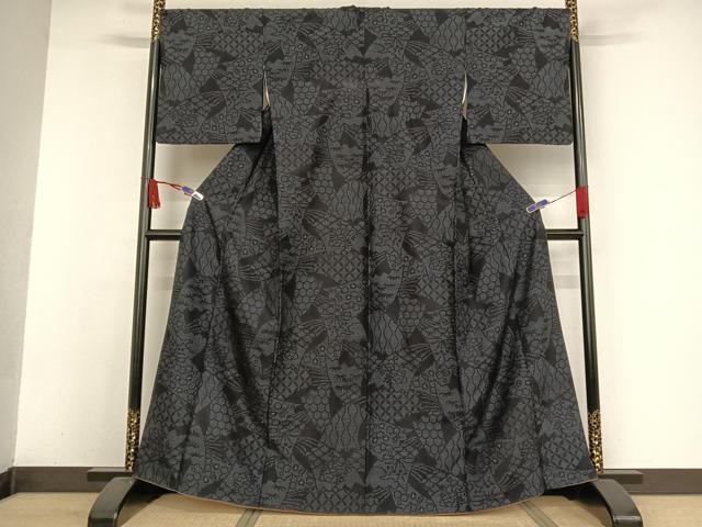 平和屋着物●結城紬 80亀甲 吉祥文 正絹 逸品 AAAW4064np
