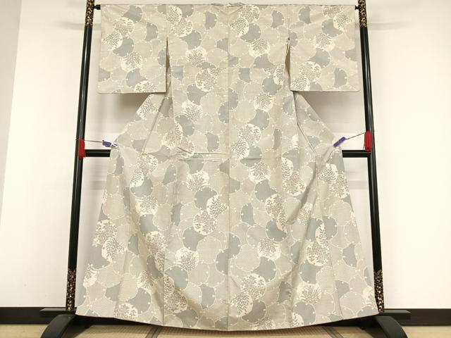 平和屋着物●本場大島紬 白大島 雪輪花文 正絹 逸品 AAAW4070np
