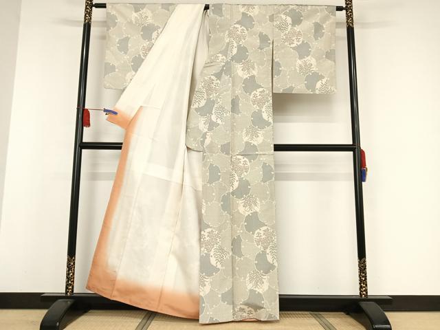 平和屋着物●本場大島紬 白大島 雪輪花文 正絹 逸品 AAAW4070np