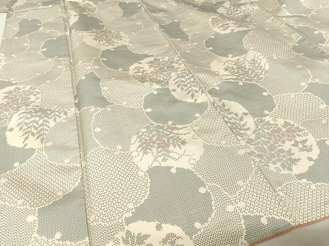 平和屋着物●本場大島紬 白大島 雪輪花文 正絹 逸品 AAAW4070np