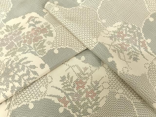 平和屋着物●本場大島紬 白大島 雪輪花文 正絹 逸品 AAAW4070np
