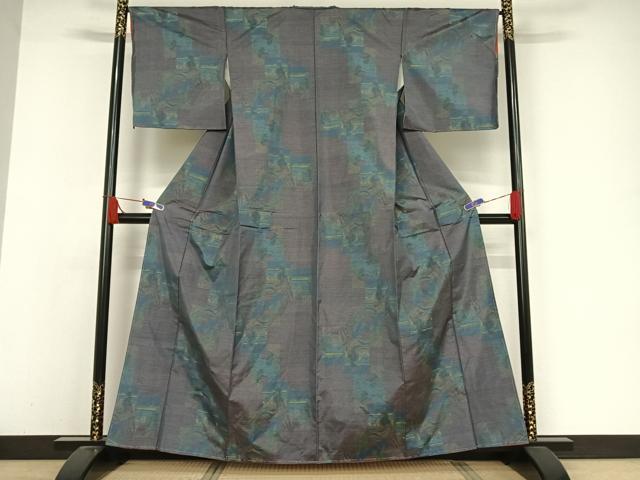 平和屋着物●本場大島紬 一元7マルキ 色紙風景文 正絹 逸品 未使用 AAAW4073np