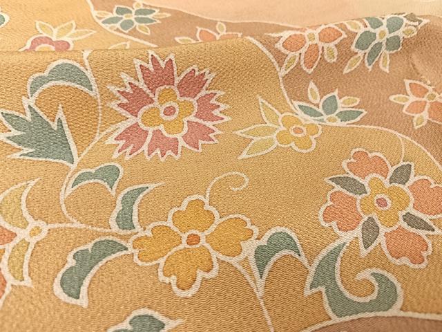 平和屋着物●訪問着 更紗花文 鬼しぼ縮緬 正絹 逸品 AAAW4116np