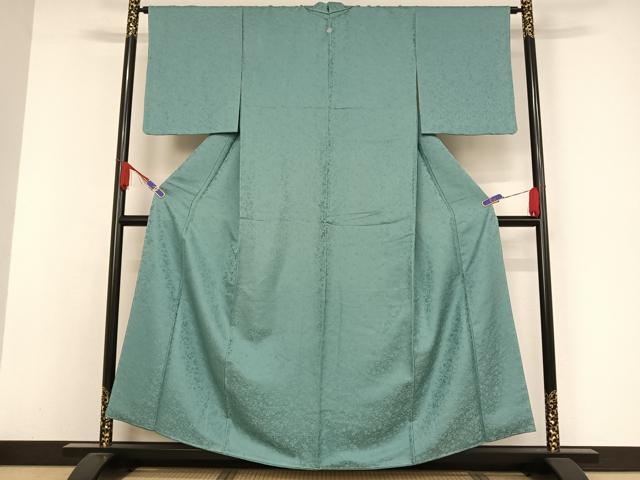平和屋着物●上質な色無地 枝花地紋 錆御納戸色 さが美扱い 正絹 逸品 未使用 AAAW4120np