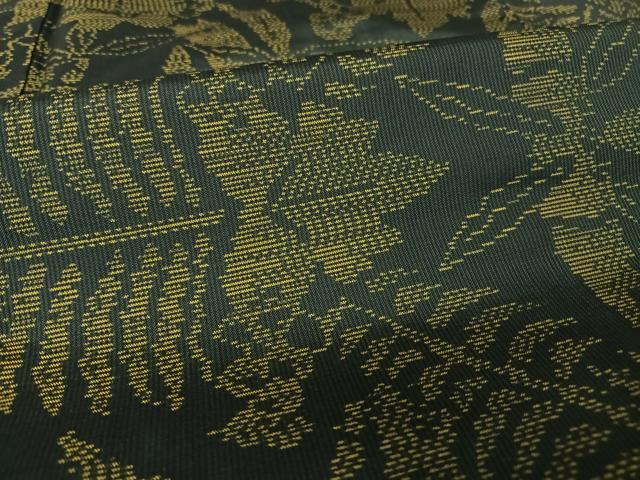 平和屋着物●本場大島紬 草花文 シダ 正絹 逸品 未使用 AAAW4126np