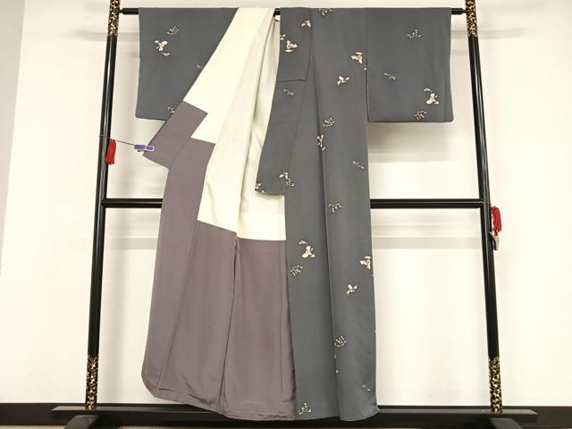 平和屋着物●上質な小紋 枝花文 正絹 逸品 AAAW4167np