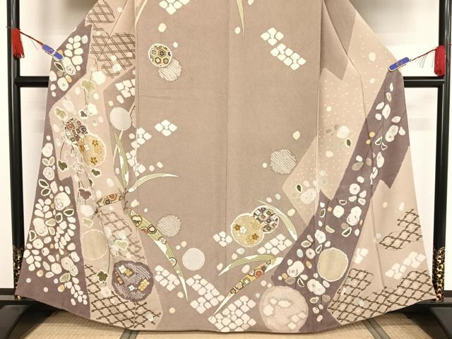 平和屋着物●訪問着 駒刺繍 絞り 辻が花 金彩 鬼しぼ縮緬 正絹 逸品 AAAW4195np