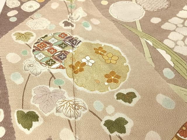 平和屋着物●訪問着 駒刺繍 絞り 辻が花 金彩 鬼しぼ縮緬 正絹 逸品 AAAW4195np