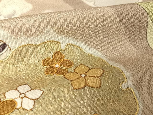 平和屋着物●訪問着 駒刺繍 絞り 辻が花 金彩 鬼しぼ縮緬 正絹 逸品 AAAW4195np