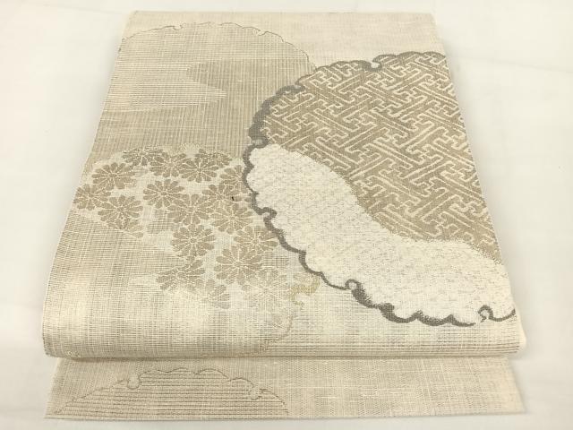 平和屋着物▽六通柄袋帯 雪輪花文 金銀糸 スリーシーズン 春夏秋 正絹 逸品 AAAW4310np