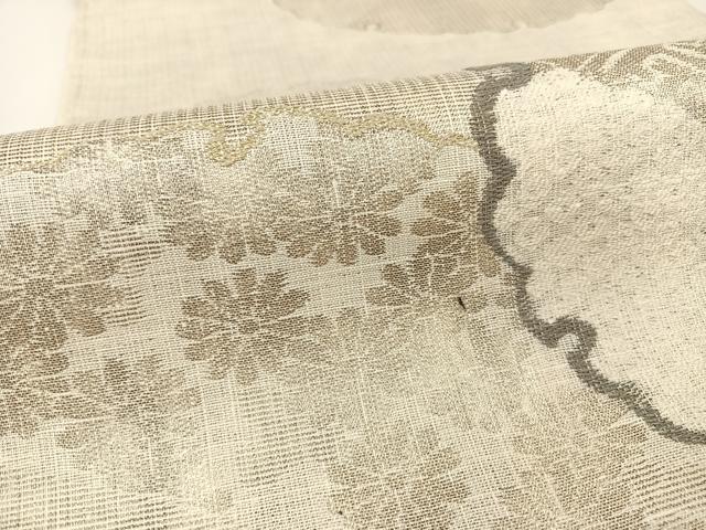 平和屋着物▽六通柄袋帯 雪輪花文 金銀糸 スリーシーズン 春夏秋 正絹 逸品 AAAW4310np