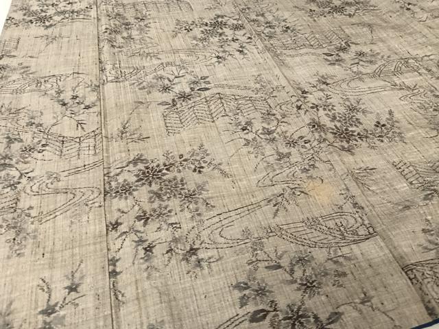 平和屋着物●小千谷紬 流水草花文 正絹 逸品 AAAW4365np