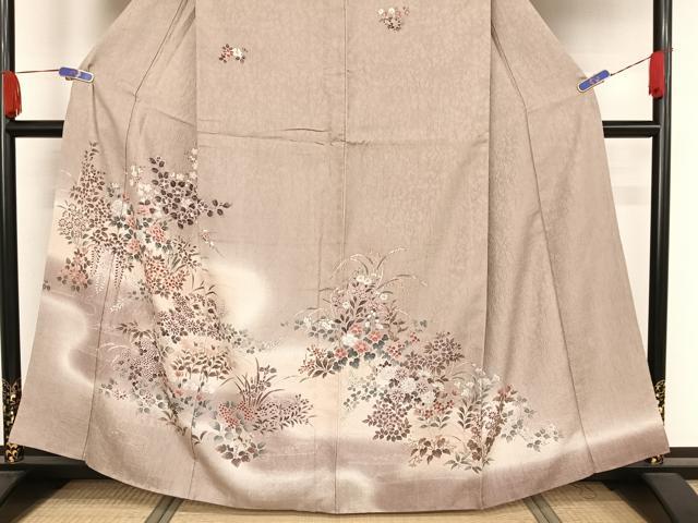 平和屋着物●訪問着 ふくれ織 草花文 暈し染め 正絹 逸品 AAAW4379np
