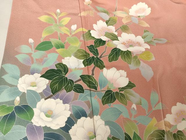 平和屋着物●十日町友禅 女流作家 遠田藤舟 訪問着 枝花文 暈し染め 正絹 逸品 AAAW4384np
